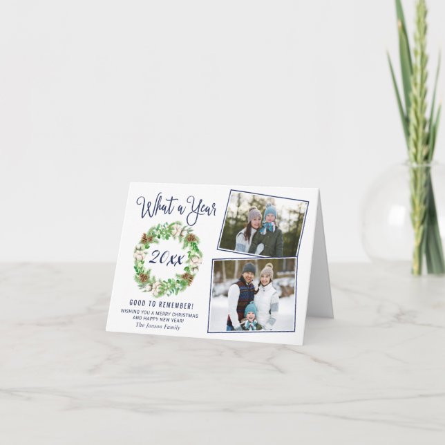 Enkelt vad God jul 3 PHOTO Helgdag är ett år Kort (Framsida)