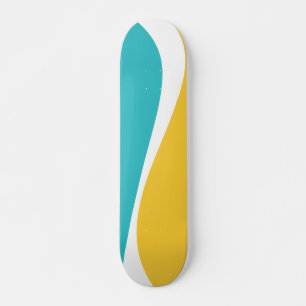 Enkelt Vågar 2 i turkos, Gult och vitt Mini Skateboard Bräda 18,5 Cm