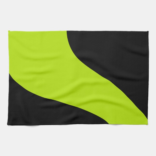 Enkelt Vågar i Lime Green Kökshandduk (Horisontell)