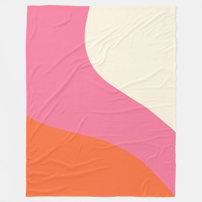 Enkelt Vågar - Rosa, Orange och grädde Fleecefilt (Framsidan)