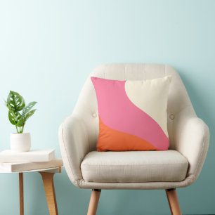 Enkelt Vågar - Rosa, Orange och grädde Kudde