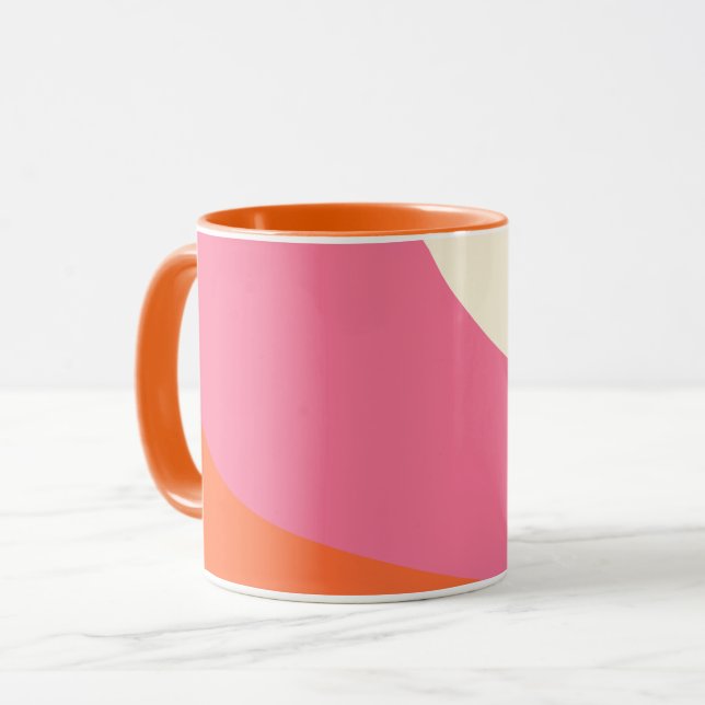 Enkelt Vågar - Rosa, Orange och grädde Mugg (Framsida vänster)