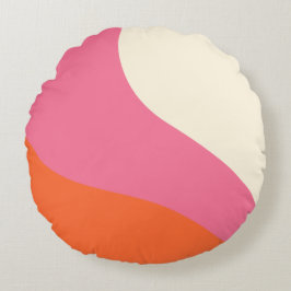 Enkelt Vågar - Rosa, Orange och grädde Rund Kudde