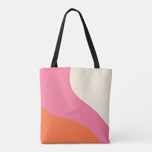 Enkelt Vågar - Rosa, Orange och grädde Tygkasse (Baksida)