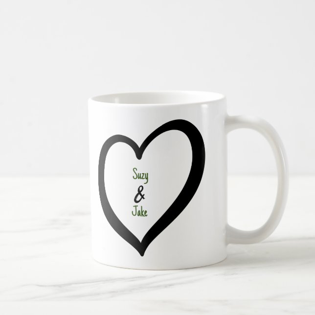 Enkelt Valentine Monogram Heart Kaffemugg (Höger)