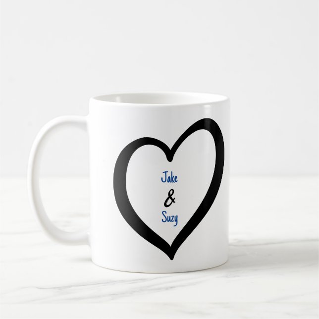 Enkelt Valentine Monogram Heart Kaffemugg (Vänster)