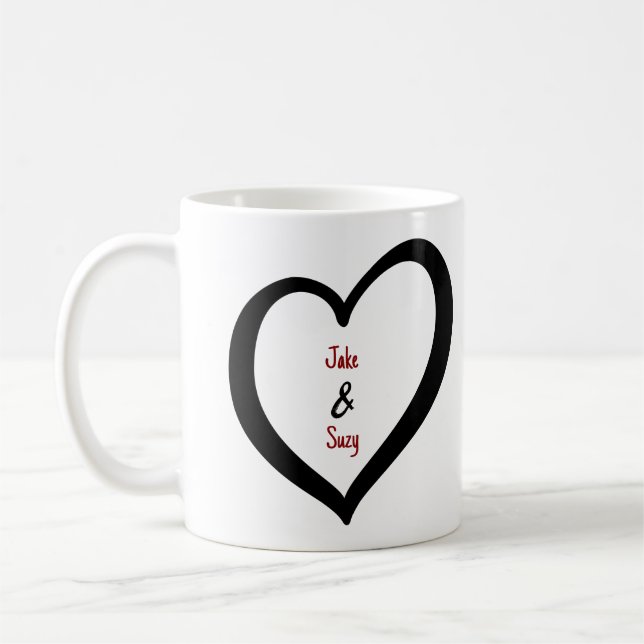 Enkelt Valentine Monogram Heart Kaffemugg (Vänster)