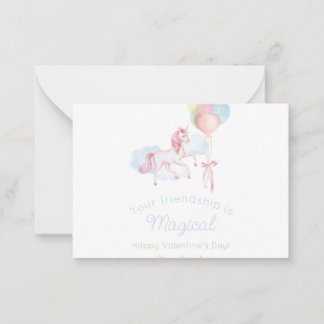 Enkelt vattenfärgat Unicorn Valentine Day Card Anteckningskort