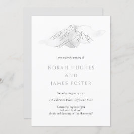 Enkelt vattenfärgsberg, Elegant Nature Bröllop Inbjudningar