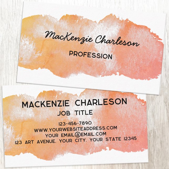 Enkelt vattenfärgsfärgspenndiagram visitkort (Simple watercolor paint brushstroke custom text business card)