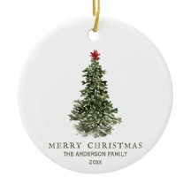 Enkelt vattenfärgsfotoår för Julgran