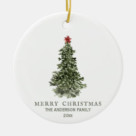 Enkelt vattenfärgsfotoår för Julgran Julgransprydnad Keramik