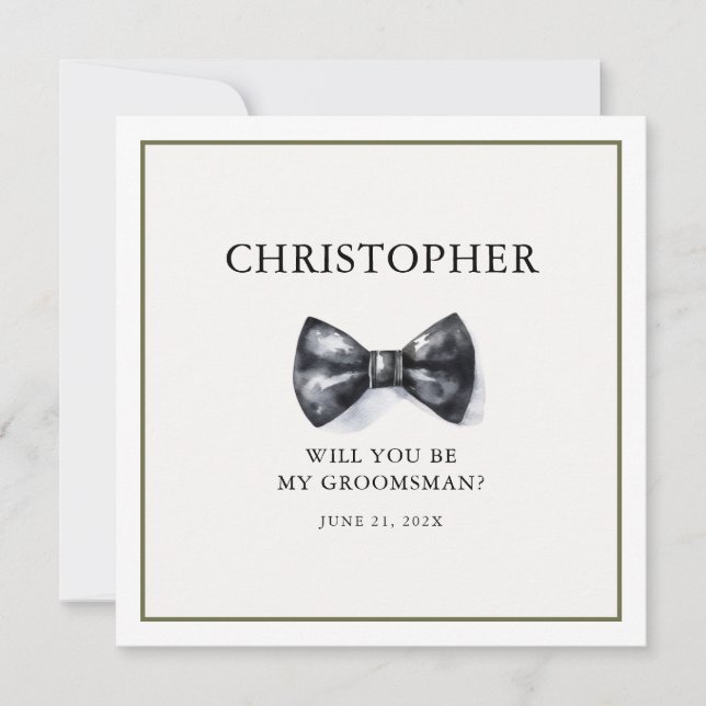 Enkelt vattenfärgsGroomsman-kort Inbjudningar (Framsida)