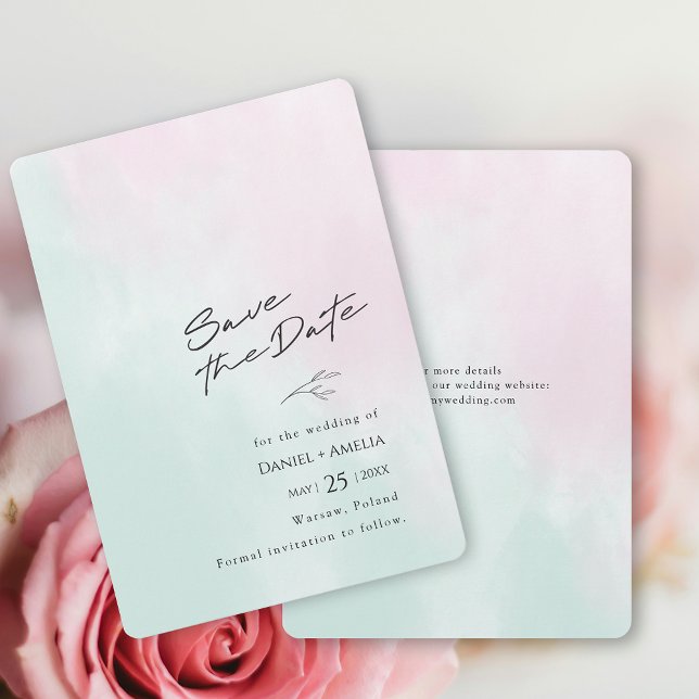 Enkelt vattenfärgskort i Bröllop spara datum Spara Datumet (Watercolor Wedding Save The Date Card)