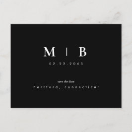 Enkelt veckovis svart Monogram - Spara datum QR-ko Vykort