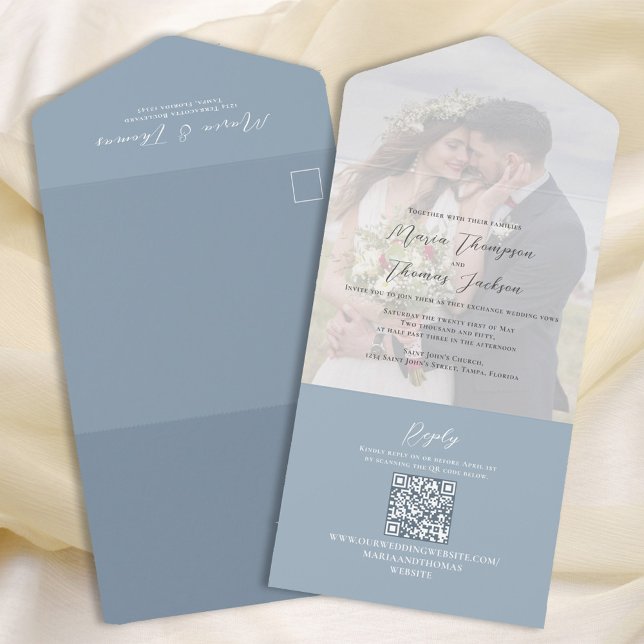Enkelt Vellum Photo Overlay Dusty Blue | QR-kod (Skapare uppladdad)