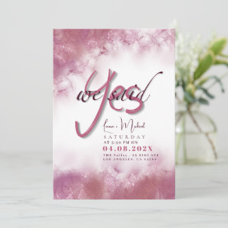 Enkelt Vi Sa Ja Anpassade Namn och Text Inbjudningar