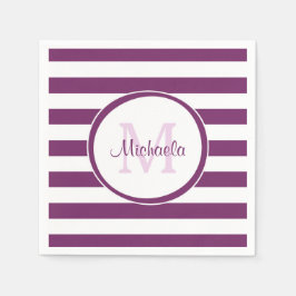 Enkelt Violet Namn Bengal Rand med Monogram Pappersservett