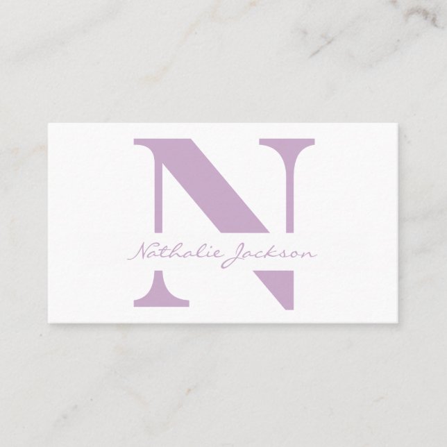 Enkelt violett professionell i trendiget monogramm visitkort (Framsida)