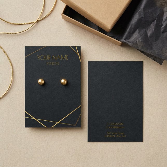 Enkelt visning för geometrisk öronring i guld visitkort (Simple gold geometric kraft earring display card.)