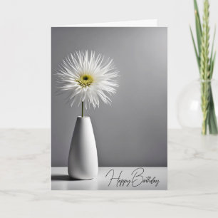 Enkelt vit blomma på födelsedagen i Vas Kort