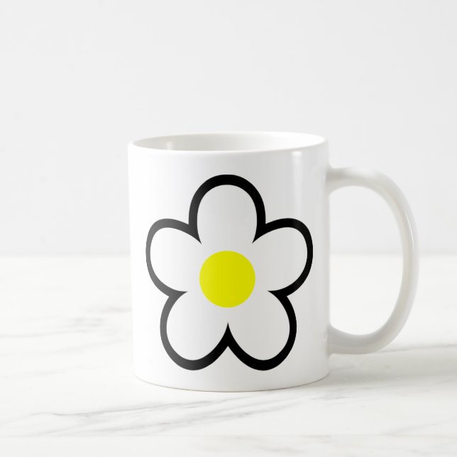 Enkelt vit Daisy Flower Cute 70s Vår-grafik Kaffemugg (Höger)