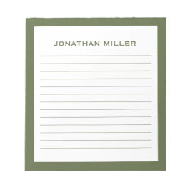Enkelt vit Olive TypoGraph Namn-linjering Anteckningsblock