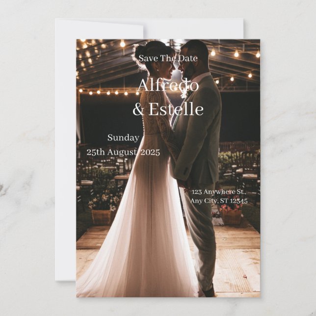 Enkelt vitt bröllop-fall inbjudningar (Framsida)