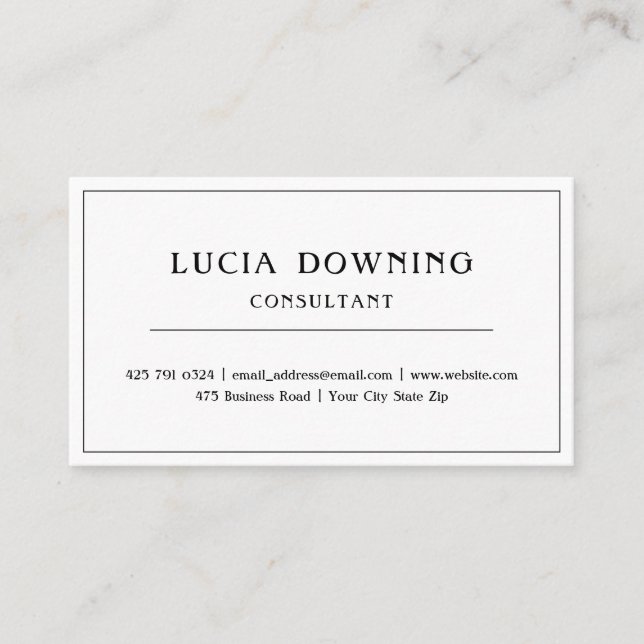 Enkelt vitt och svart gräns-Affärskort Visitkort (Framsida)