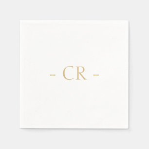 Enkelt vitt par Initialer Monogram Pappersservett