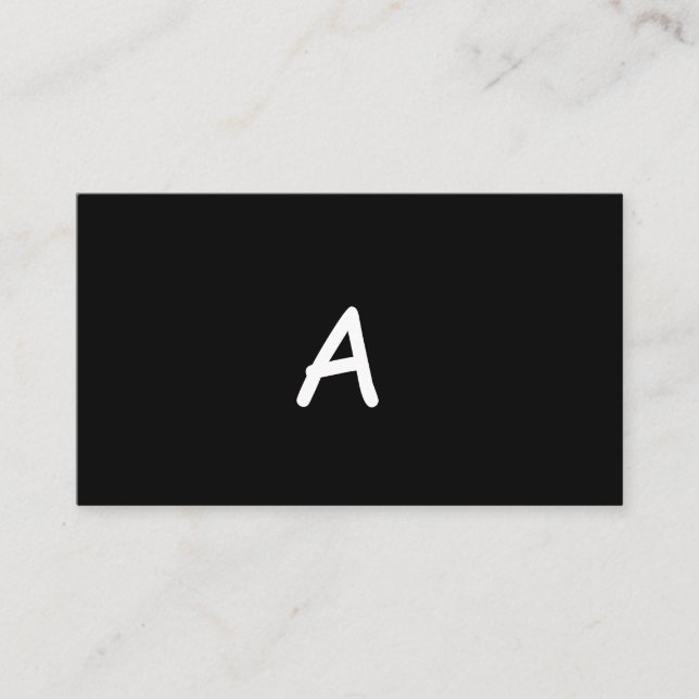 enkelt vitt svart modernt minimalistiskt monogram visitkort (Framsida)