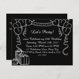 Enkelt vykort för inbjudan till födelsedag