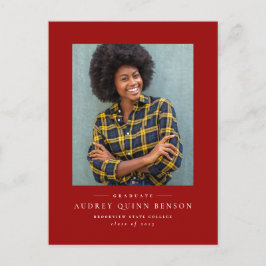 Enkelt vykort för inbjudan till studenten med röd