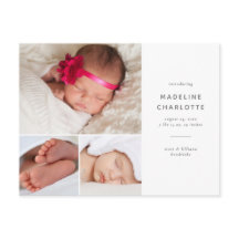 Enkelt vykort för multifoto-födelsemeddelande