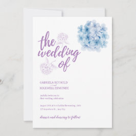 Enkelt Watercolor Blue Hydrangea Bröllop Inbjudningar