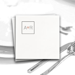 Enkelt Wed Kärlek Monogram Pappersservett