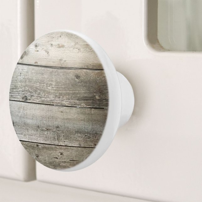 Enkelt Westernt Land-jordbrukshus Grått Barn Wood Knopp (Simple Western Country Farmhouse Grey Barn Wood Ceramic Knob)