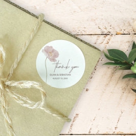 Enkelt Wildblomma Boho Bröllop Tack Runt Klistermärke