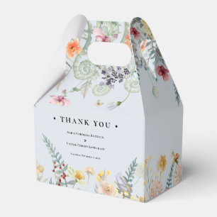 Enkelt Wildblomma Fern Dusty Blue Bröllop Presentaskar