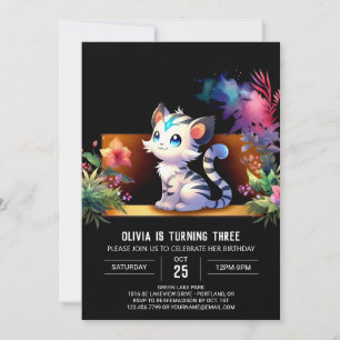 Enkelt Woodland Tiger Birthday Inbjudningar
