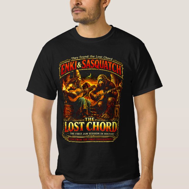 Enki och Sasquatch Den förlorade ackorden T Shirt (Framsida)