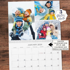 Enkla 3 bilder per månad kalender