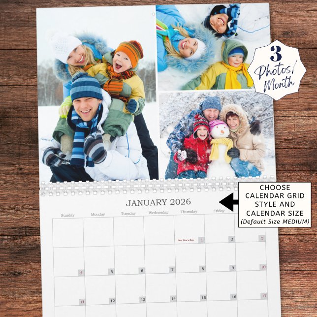 Enkla 3 bilder per månad kalender (Skapare uppladdad)