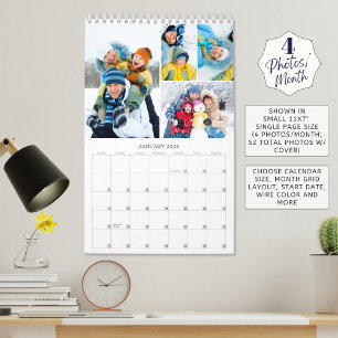 Enkla 4 bilder per månad kalender