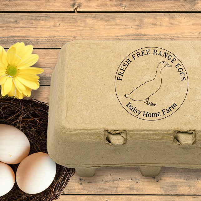 Enkla affärer med ankägg stämpel (Fresh free range duck eggs ink stamp with personalized business name)