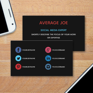Enkla affärskort för social-medieexpert visitkort