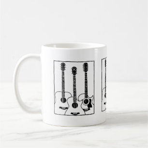 enkla akustiska gitarrer kaffemugg
