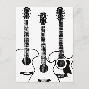 Enkla akustiska gitarrer vykort