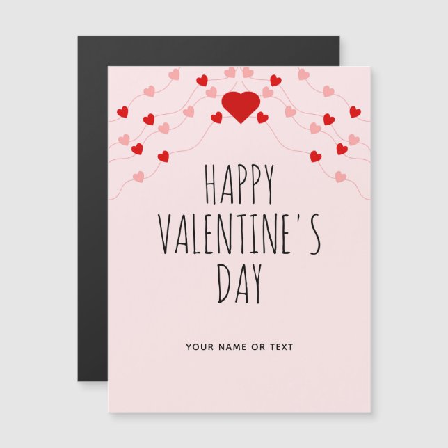 Enkla Alla hjärtans dag Rosa Red String Hearts (Fram/baksida)