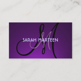 Enkla anpassningsbar för tema för lila i monogram visitkort